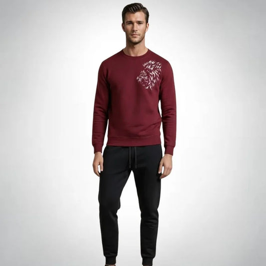 LION Printed Tracksuit Sweatshirt & Trouser | Warm & Comfortable Winter Wear Multicolor