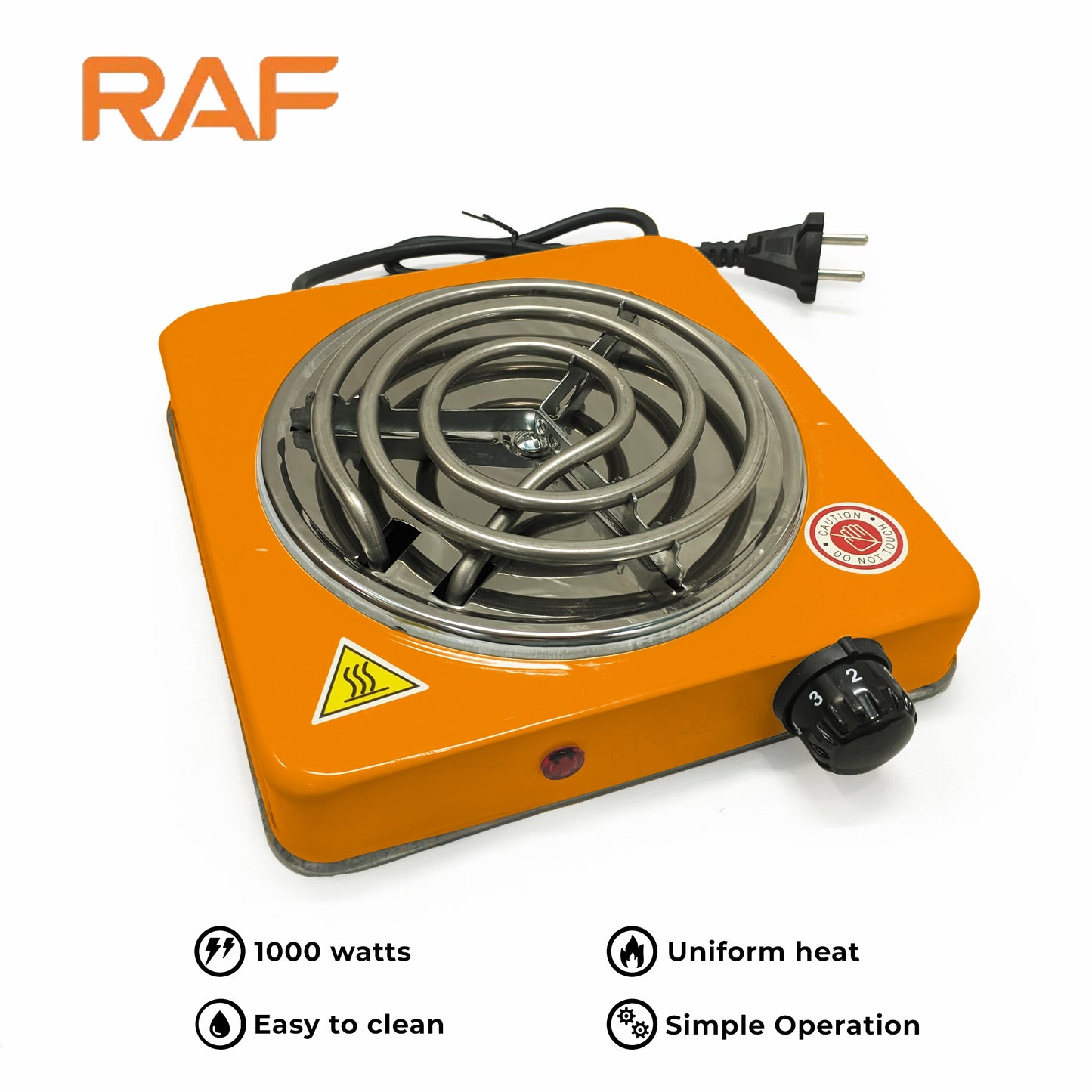 Multicolor RAF R.8010B Electric Stove Hot Plate and Cooker with 1000W Power, Thermostat, and Uniform Heating