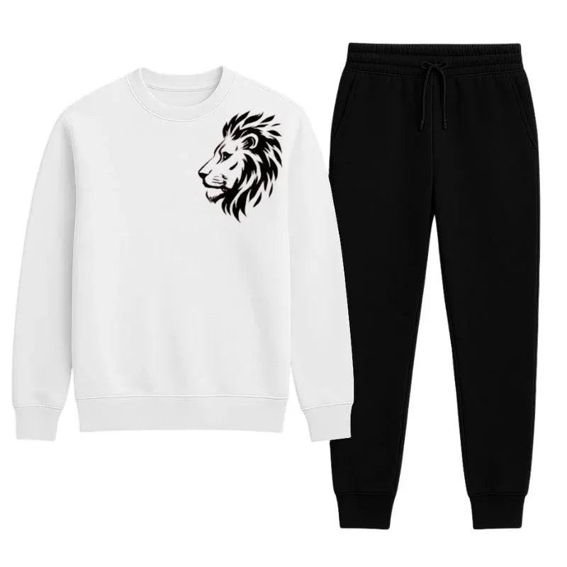 LION Printed  Tracksuit Sweatshirt & Trouser  | Warm & Comfortable Winter Wear Multicolor
