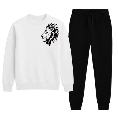 LION Printed  Tracksuit Sweatshirt & Trouser  | Warm & Comfortable Winter Wear Multicolor
