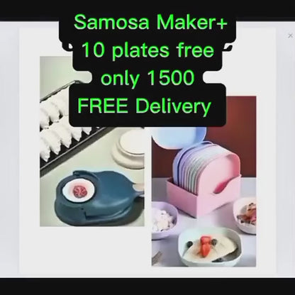 Pack of 2 | 10-Piece Multi-Function Spit Bone Plate Set + 2-in-1 Dumpling & Samosa Maker | Premium Food-Grade Kitchen Set | Random Colors