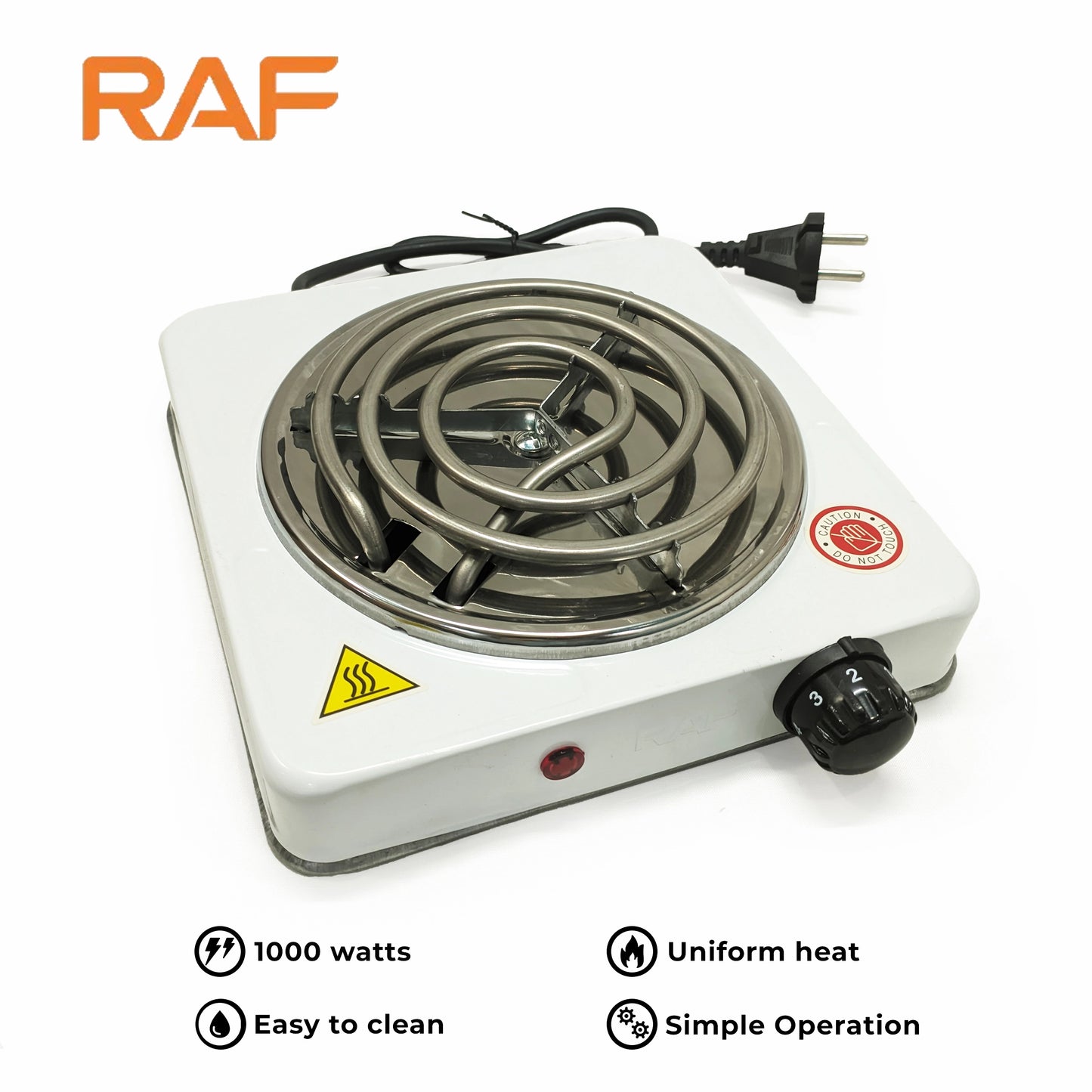 Multicolor RAF R.8010B Electric Stove Hot Plate and Cooker with 1000W Power, Thermostat, and Uniform Heating